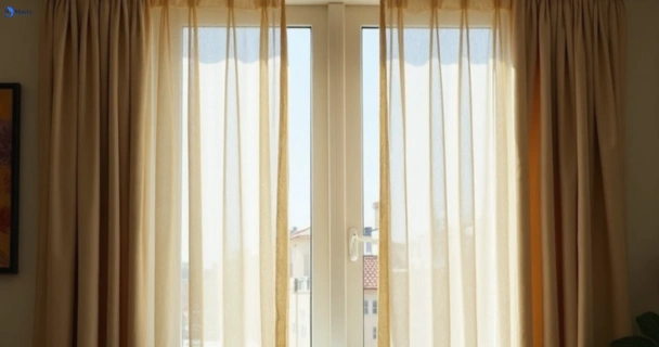 Dusty and dull curtains in canterbury-vic before steam cleaning